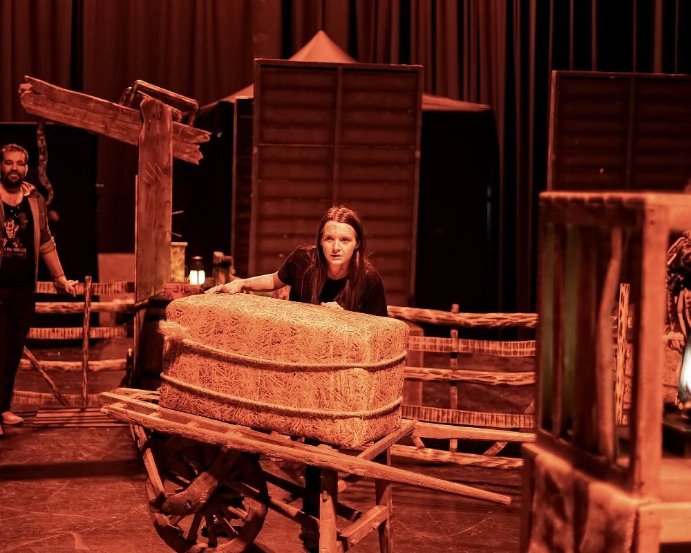 person hiding behind hay bale - Horror Con Scotland Person hiding behind hay bale